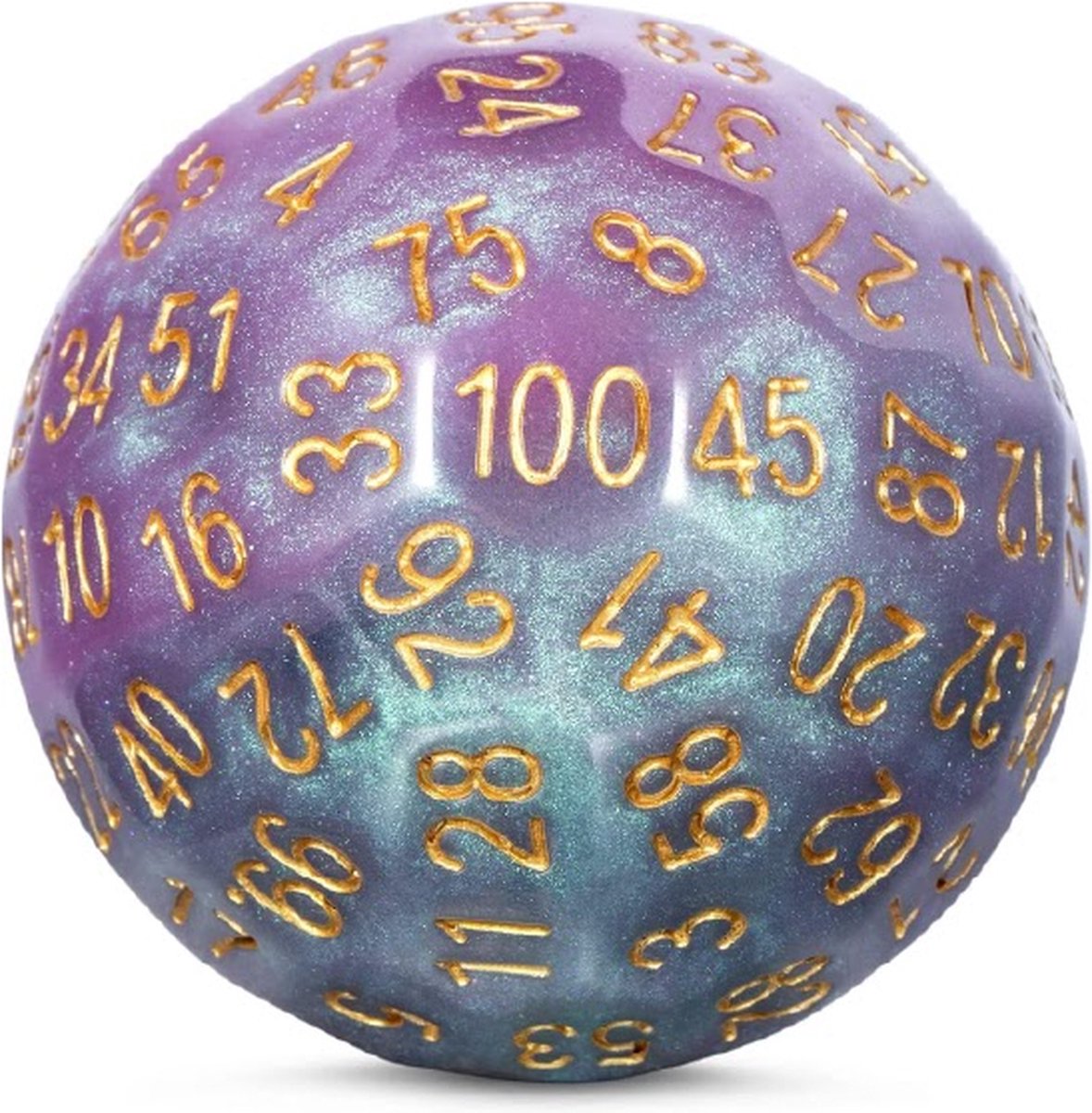 Lapi Toys Dungeons and Dragons D100 dobbelsteen D100 DnD dobbelsteen D100 D&D dobbelsteen Resin Roze Blauw