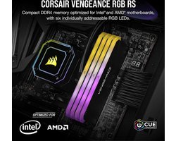 Vengeance RGB RS 16 GB DDR4 3600MHz C18 Desktopgeheugen - 1x16 GB - Dynamisch RGB-licht - Intel & AMD 300/400/500-serie - Zwart
