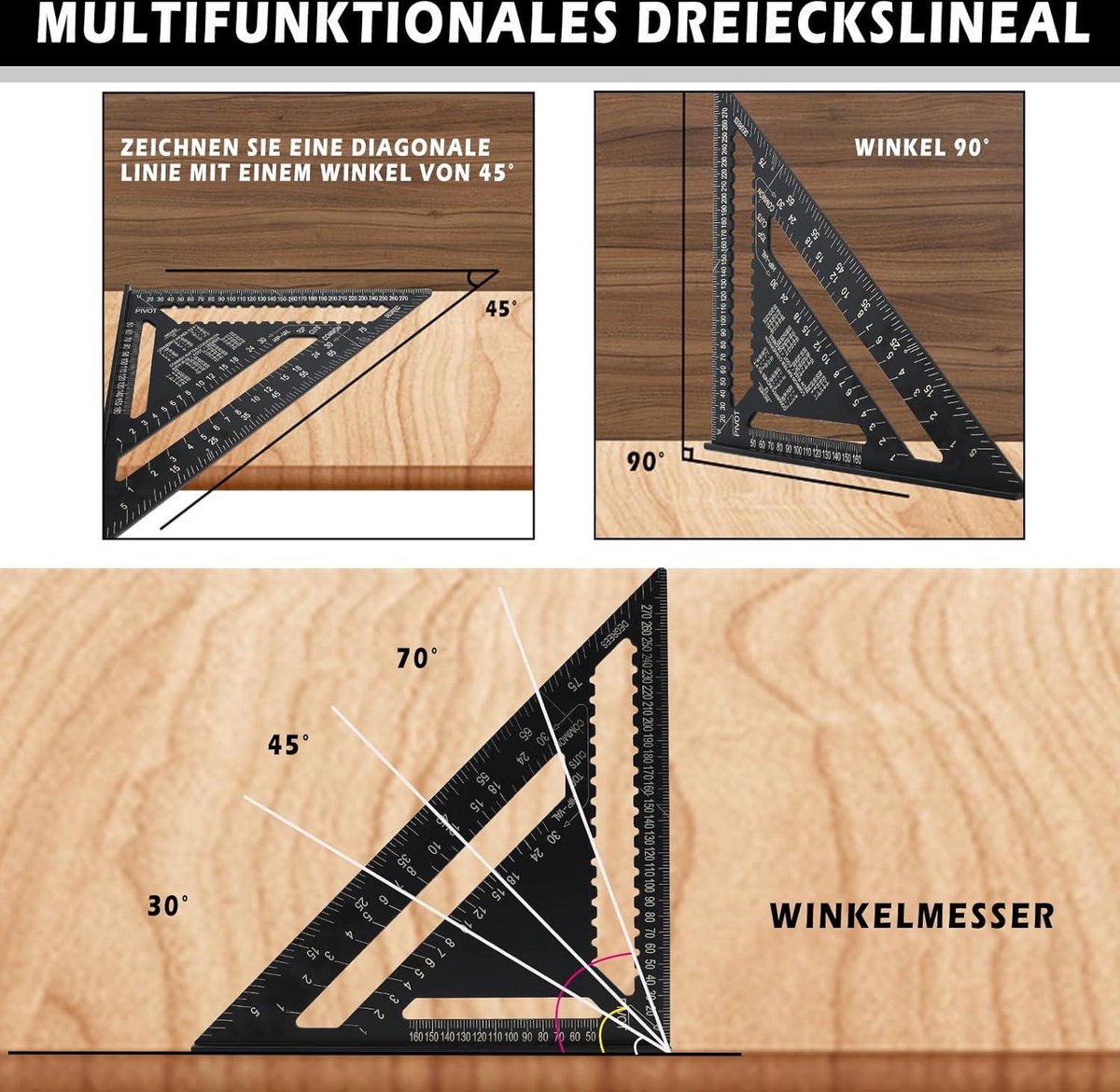 Driehoekige liniaal - aluminium - 15 cm - 5 schalen bedrukken