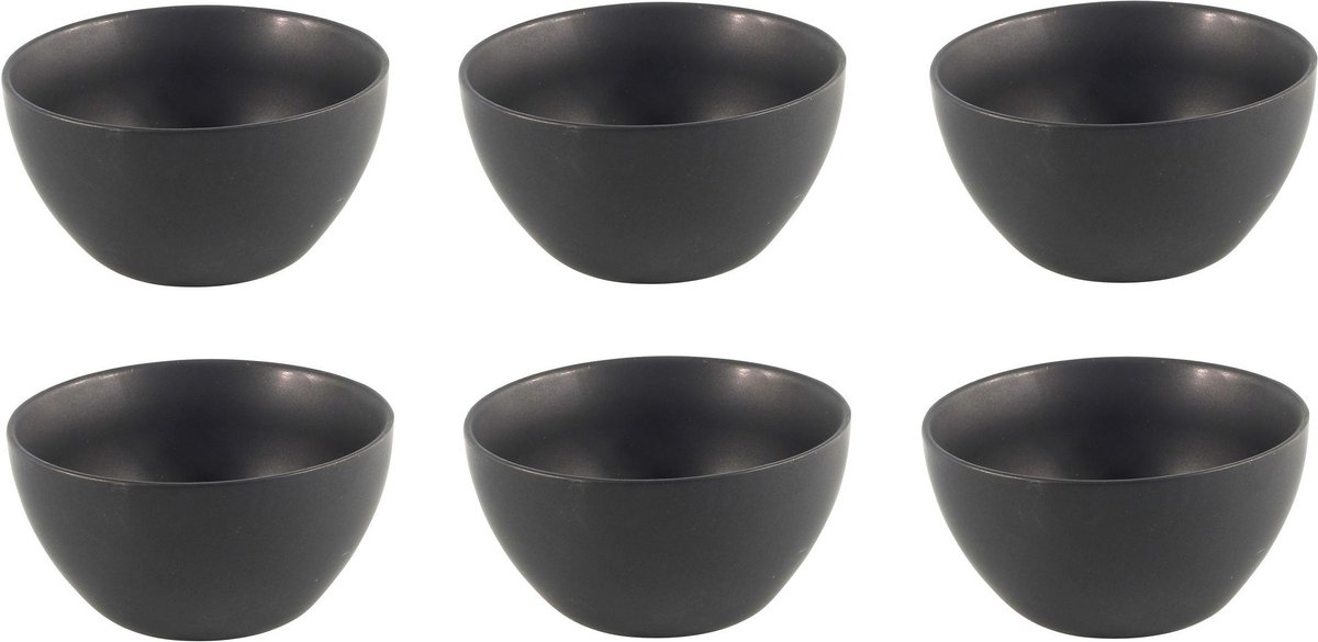 Studio Tavola Kom Black Tie Zwart - 6 Stuks Ø 14 cm - Aardewerk - Vaatwasserbestendig