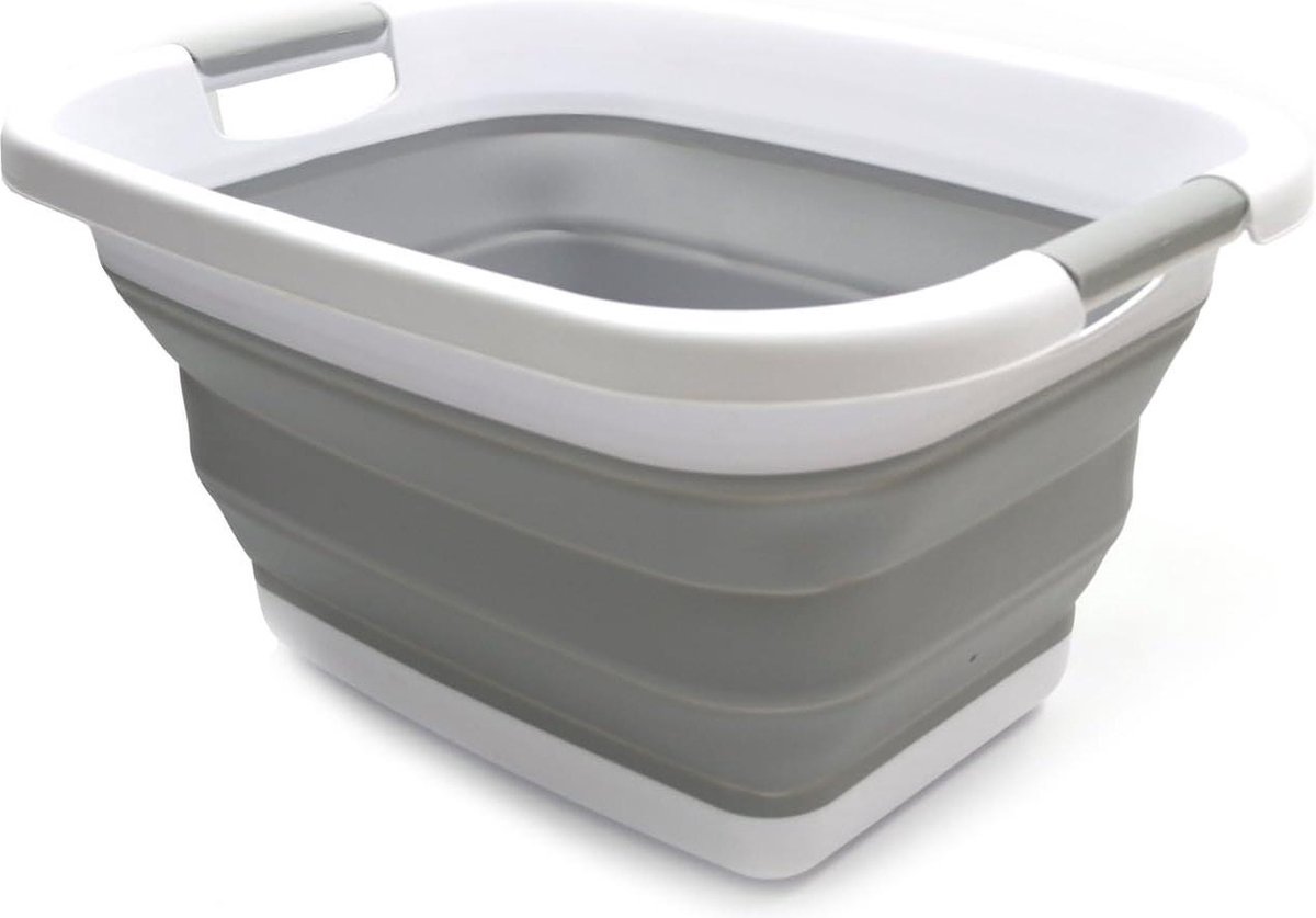 Goedkoopste Opvouwbare wasmand 25 liter - draagbare opbergbak - ruimtebesparende mand - grijs