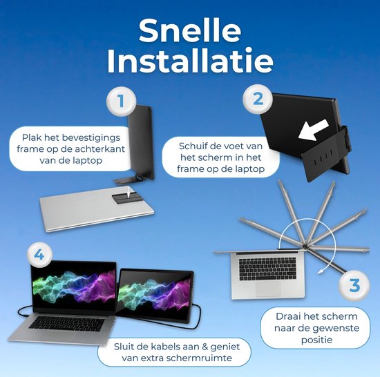 Farfi - Écran Extra pour ordinateur portable 11,6 pouces - Plug & Play - Moniteur portable - Écran portable pour ordinateur portable - Souris sans fil gratuite