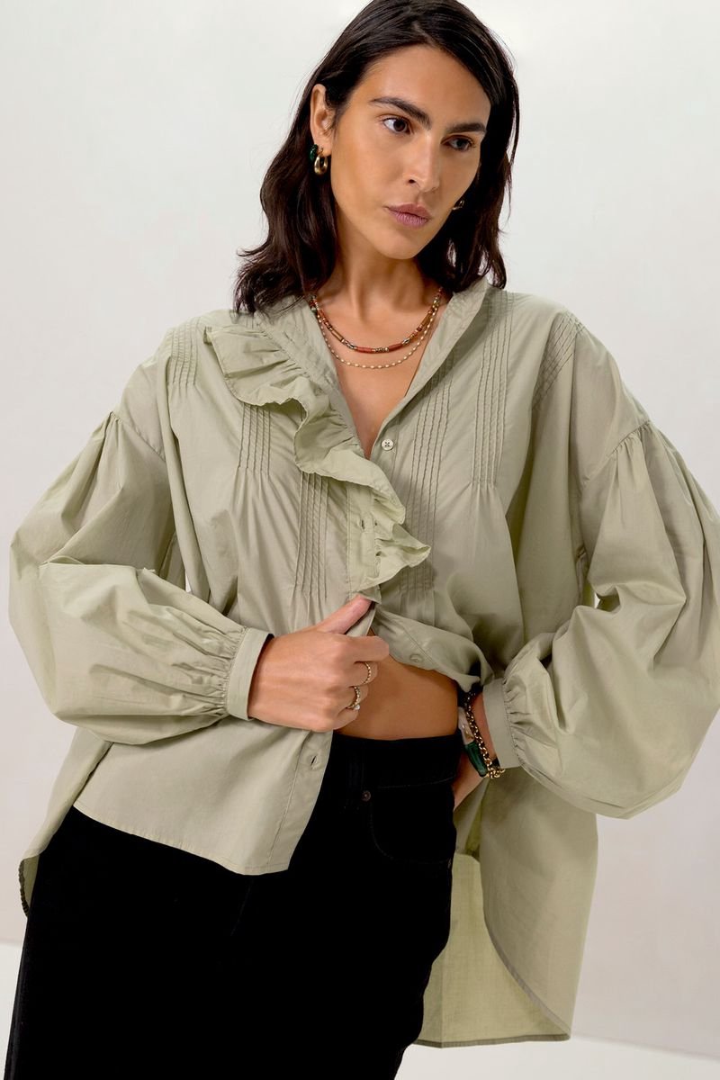 Sissy-Boy - Lichtgroene blouse met borduurwerk