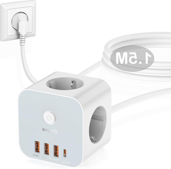 Tafelcontactdoos met USB C PD20W, inbouwstopcontact met USB-stopcontact