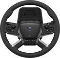 Bovenaanzicht van een zwart Hori Force Feedback stuurwiel met bedieningsknoppen en een blauw logo.
