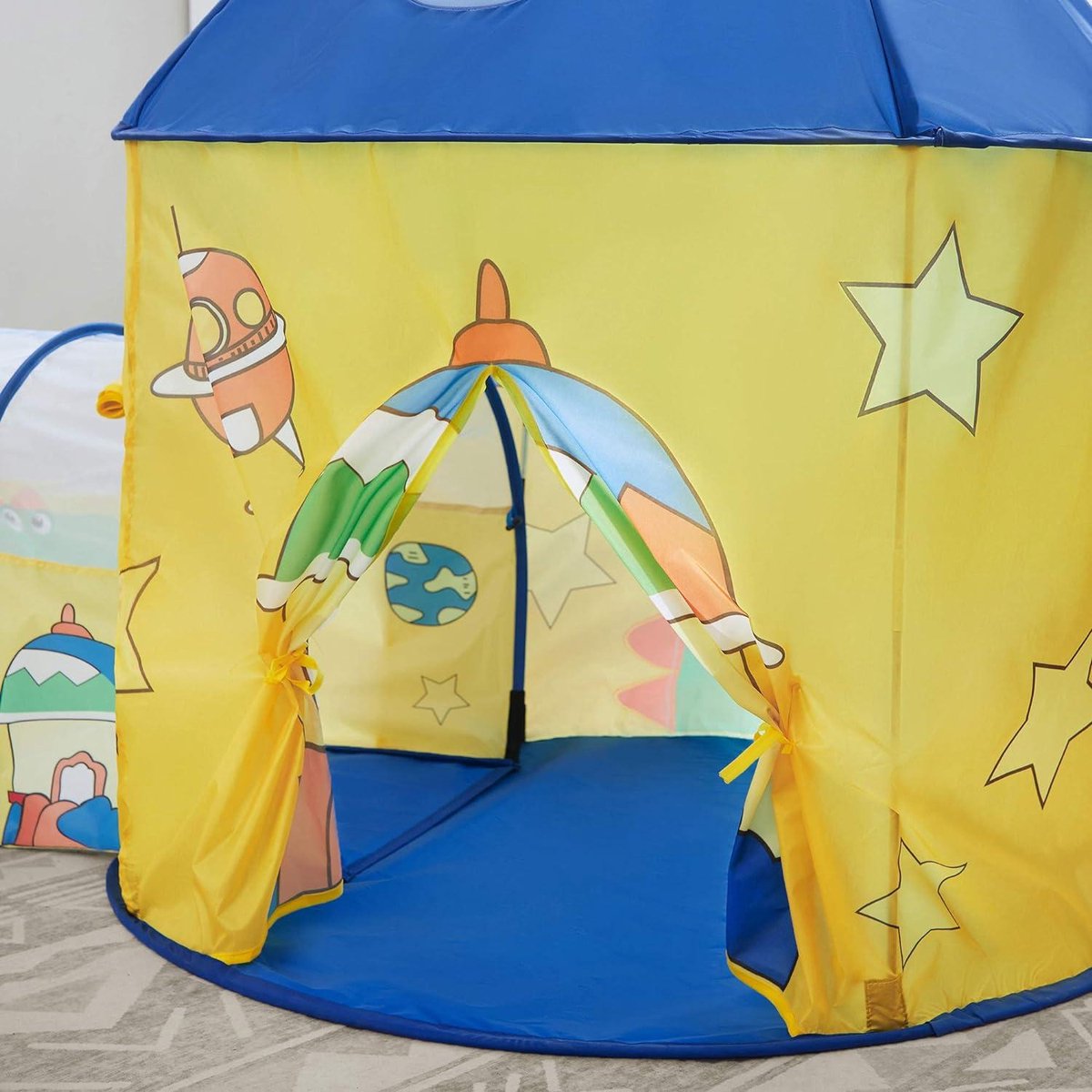 Selonis 3in1 Speeltent Met Tunnel Speeltuin Popup Ballenbad Geen Bal 120x100x375 Voor Kinderen, Blauw 5902687445257