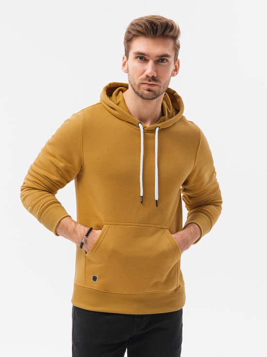 Sweat à capuche homme uni basique jaune bol