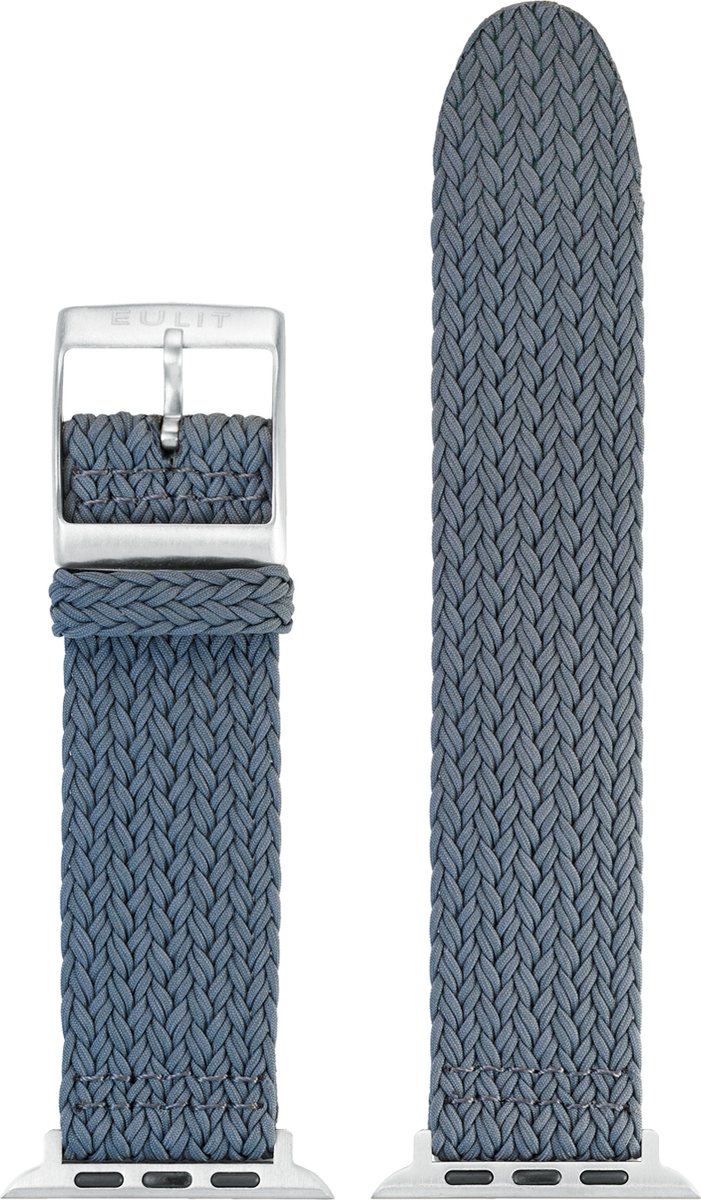 EULIT perlon horlogeband geschikt voor Apple Watch 42/44/45/46 maat - Serie 1/2/3/4/5/6/7/8/9/10 + SE - palma pacific smart - 22 mm - grijs - edelmetaal gesp mat - incl. adapter