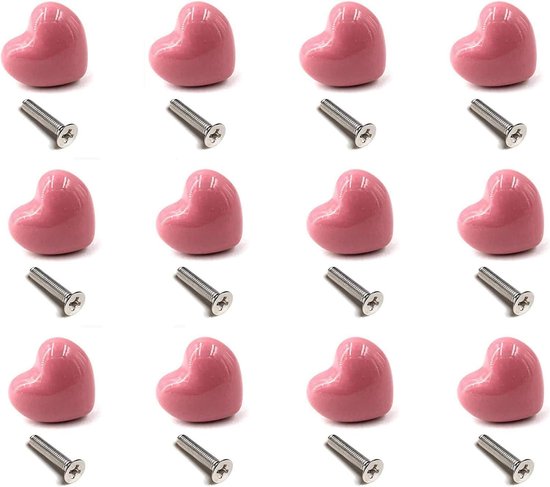6 stuks keramische meubelknoppen, ronde keramische kast ladeknoppen, keramische handgrepen met schroeven voor kinderkamer, keuken, kasten, boekenplank (lichtroze