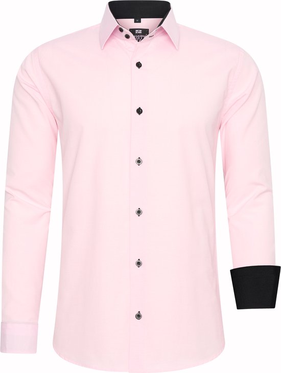 Rusty Neal - Heren Overhemden Overhemd Slim Fit - Roze - Maat L