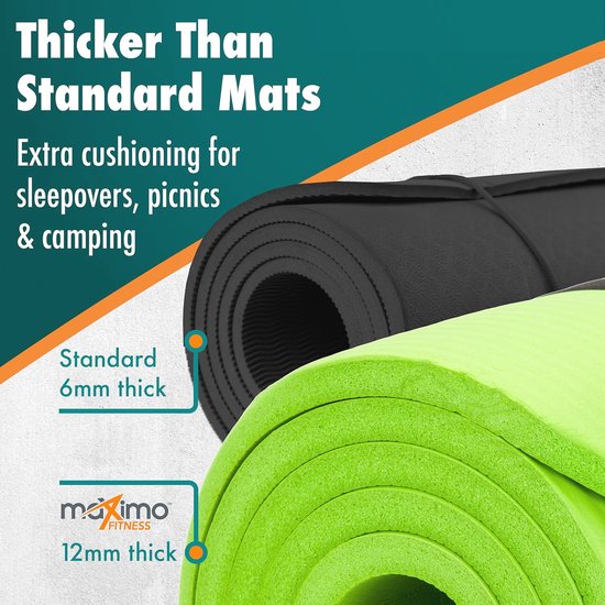 Dikke Premium Yogamat - Multifunctionele Fitnessmat - 183 cm x 60 cm x 1,2 cm - Ideaal voor Yoga, Pilates en Gym - Groene Trainingsmat — afbeelding 5