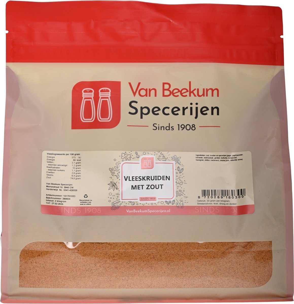 Goedkoopste Van Beekum Specerijen - Vleeskruiden Met Zout - 2 kilo (hersluitbare stazak