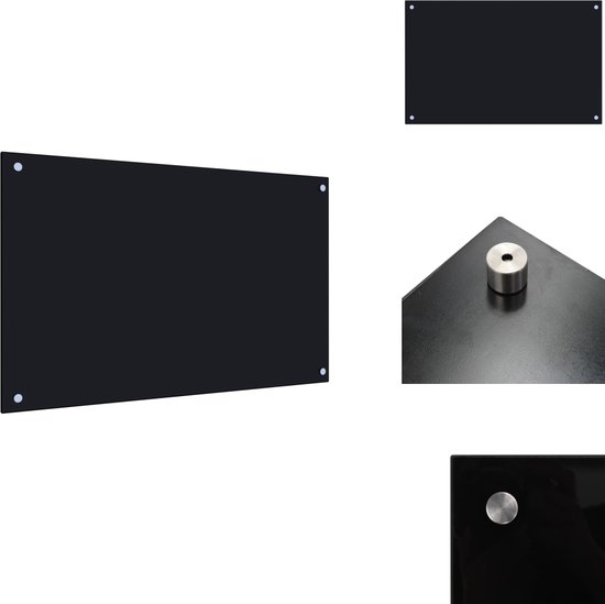 vidaXL Pare-éclaboussures de Cuisine - Pare-éclaboussures de Cuisine - Paroi arrière de cuisine - Murs arrière de Cuisine - Pare-éclaboussures de cuisine 80x50 cm Verre trempé Noir