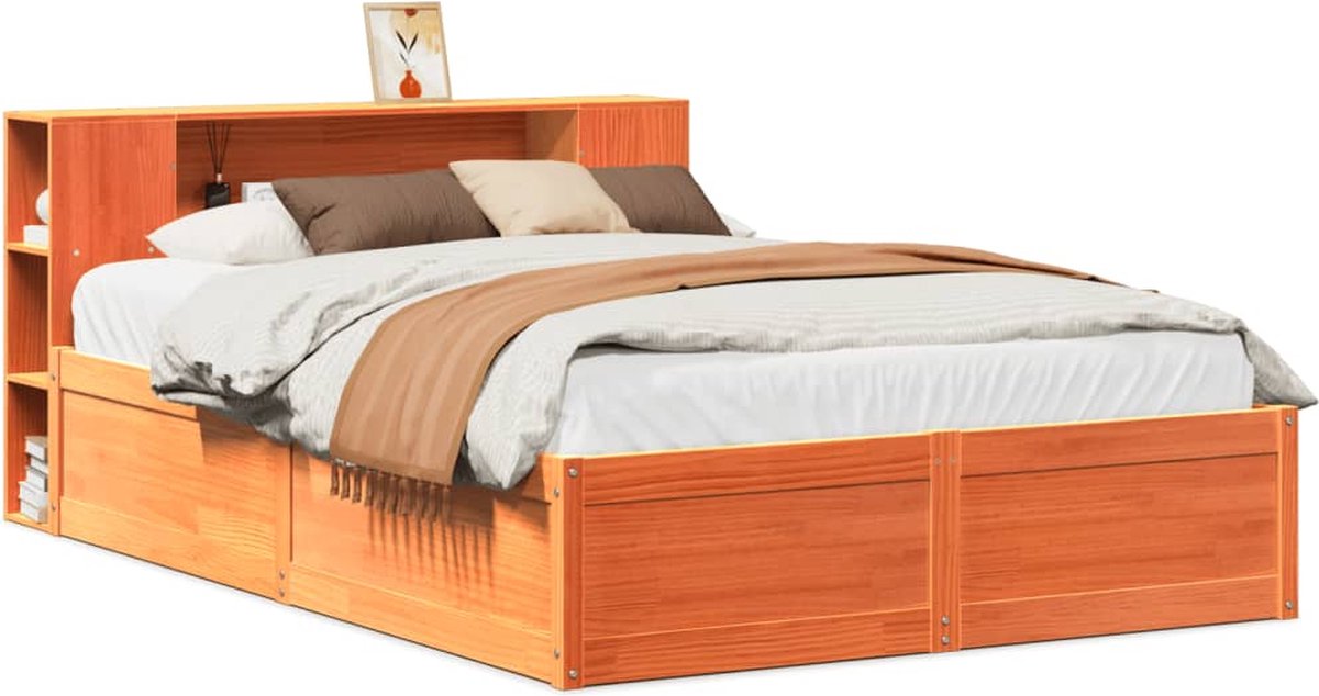 vidaXL - Bedframe - zonder - matras - massief - grenenhout - wasbruin - 140x200 - cm