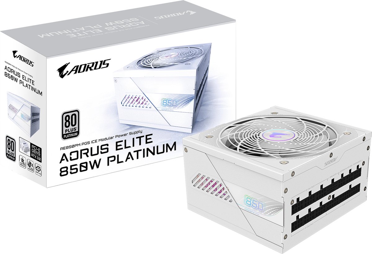 GIGABYTE AORUS ELITE P850W ICE power supply unit 850 W 20+4 pin ATX ATX Wit