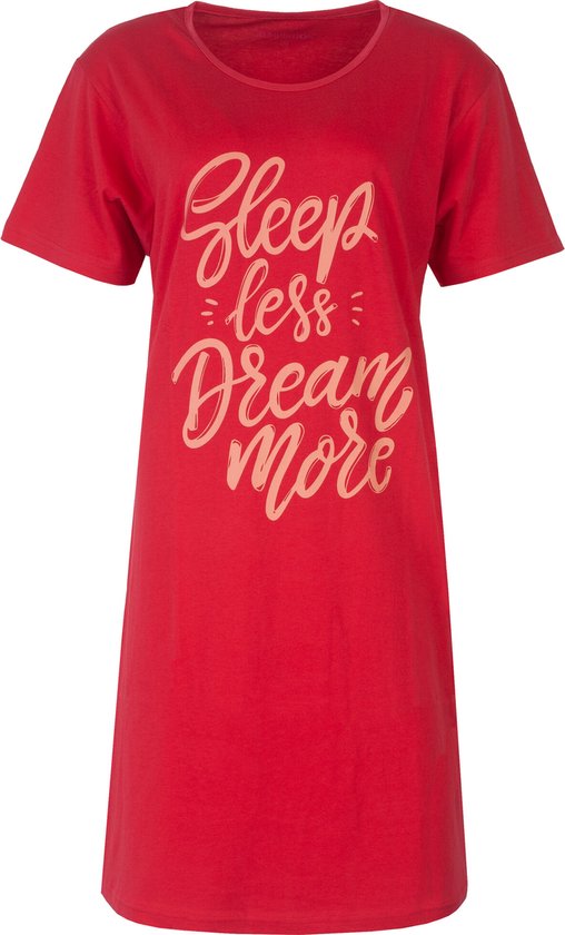 Temptation Chemise de Nuit Femme - Grande Chemise - Robe de Nuit - Manches Courtes - Rouge - Taille L