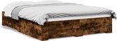 vidaXL - Bedframe - met - lades - bewerkt - hout - gerookt - eikenkleurig - 140x200 - cm