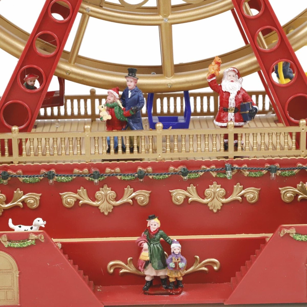 Marco Paul Kerst muzikale carrousel met veelkleurige LED-verlichting - feestelijke scène met 8 kerstliedjes Power Operated Roterend Geanimeerd Ornament - Indoor Kerstversiering Verlichting voor