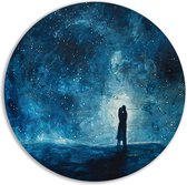 Paar wandpaneel - Mensen schilderij - Schilderij rond Sterren - industrieel - Wanddecoratie rond - Schilderijen muurcirkel forex 50x50 cm