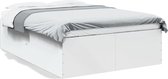 vidaXL-Cadre de lit- LED-bois-solide-blanc-120x200-cm