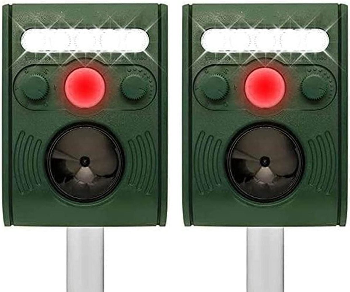 Kattenverjager op zonne-energie ultrasoon IP45 waterdicht USB-oplaadbaar met bewegingssensor 5 frequentiebereiken en rode knipperlichten - Kattenverjager voor tuin en terras