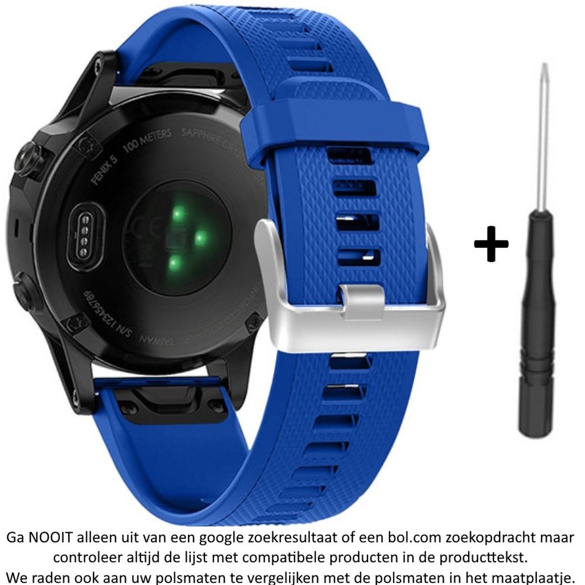 Blauw Siliconen horlogebandje geschikt voor Garmin Fenix 5 ( 5 Plus  Sapphire) - Forerunner 935-945 - Quatix 5 5 Sapphire - Fenix 6 6 Plus - Approach S60  S62 - MARQ devices - D2 Delta - Quickfit Compatibel - 22 mm blue smartwatch band