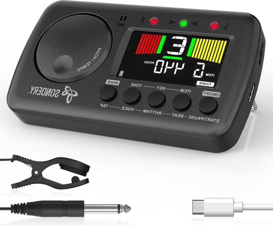 Foto: 3 in 1 digitale metronoom tuner engelse vocal counting tempo chromatic tuner tone generator oplaadbaar