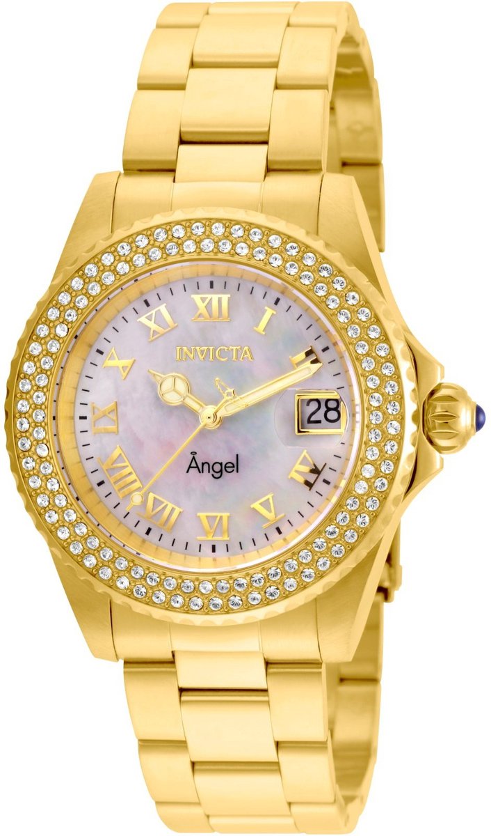 Invicta Angel 22875 Dames Horloge - Waterdicht - Analoog - Quartz Uurwerk - Roestvrij Staal met witte Wijzerplaat - 40mm