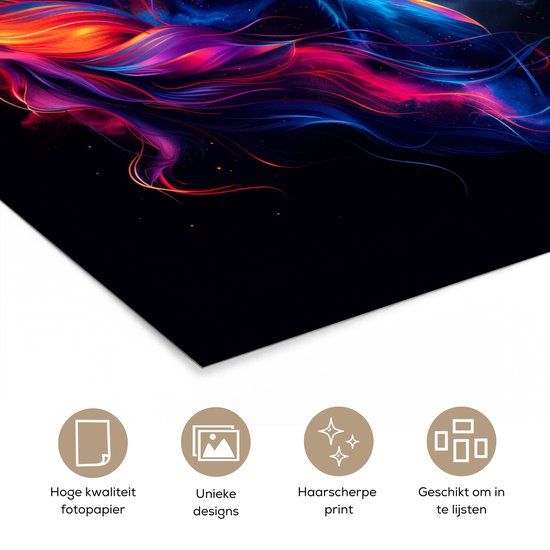 Poster 40x60 cm - Cheval - Animal - Fumée - Zwart - Couleurs - Posters - Décoration murale chambre ado - Décoration chambre ado - Accessoires chambre ado jeunesse