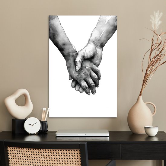 Affiche 60x90 cm - Mains - Zwart et blanc - Moderne - Art - Posters - Décoration chambre - Décoration murale salon - Décoration murale chambre