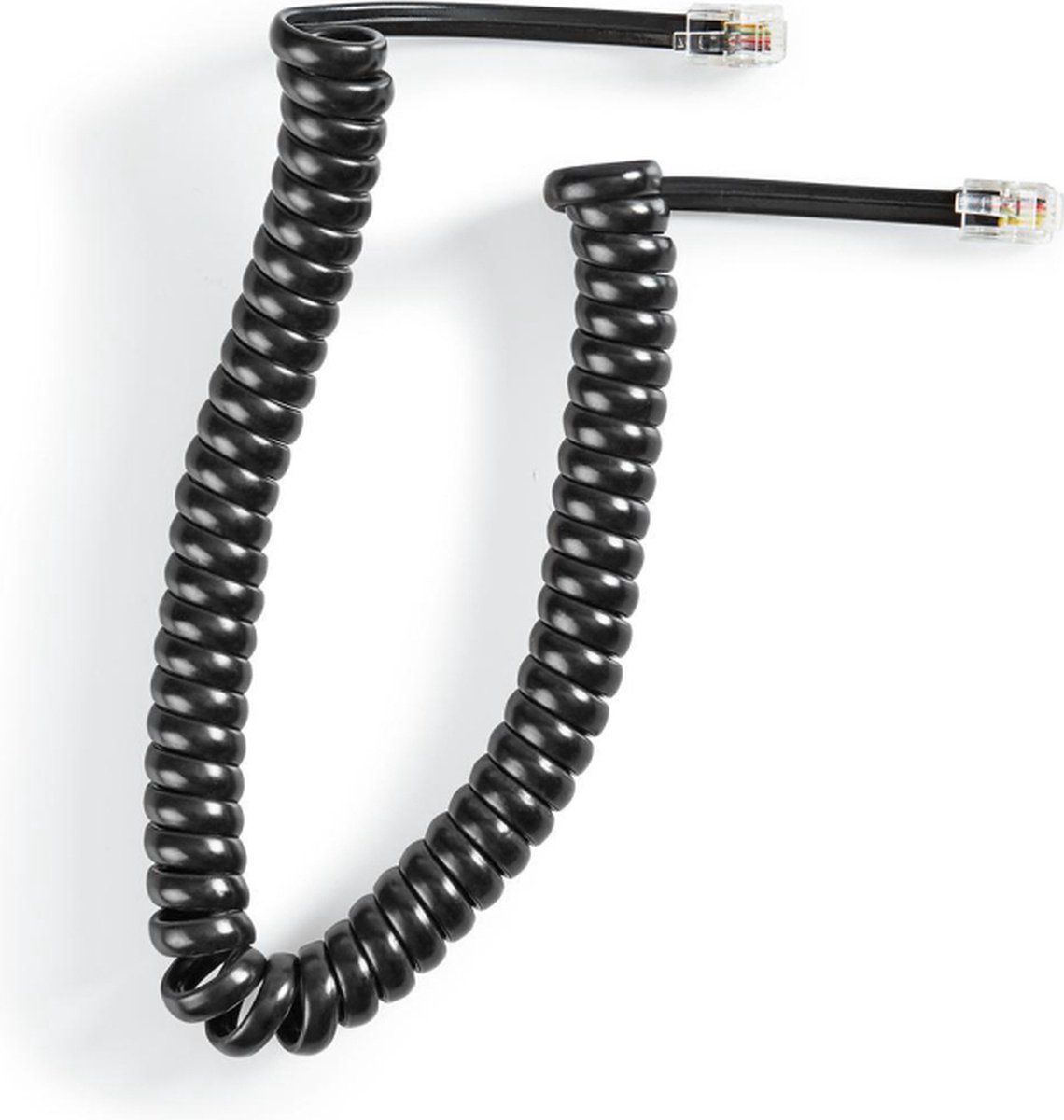 RJ10 Telefoonkabel - 4P4C - Gekruld - 2 meter - Zwart