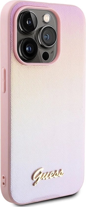 Coque arrière Guess Iridescent Métal Script - Apple iPhone 15 Pro Max (6,7") - Rose