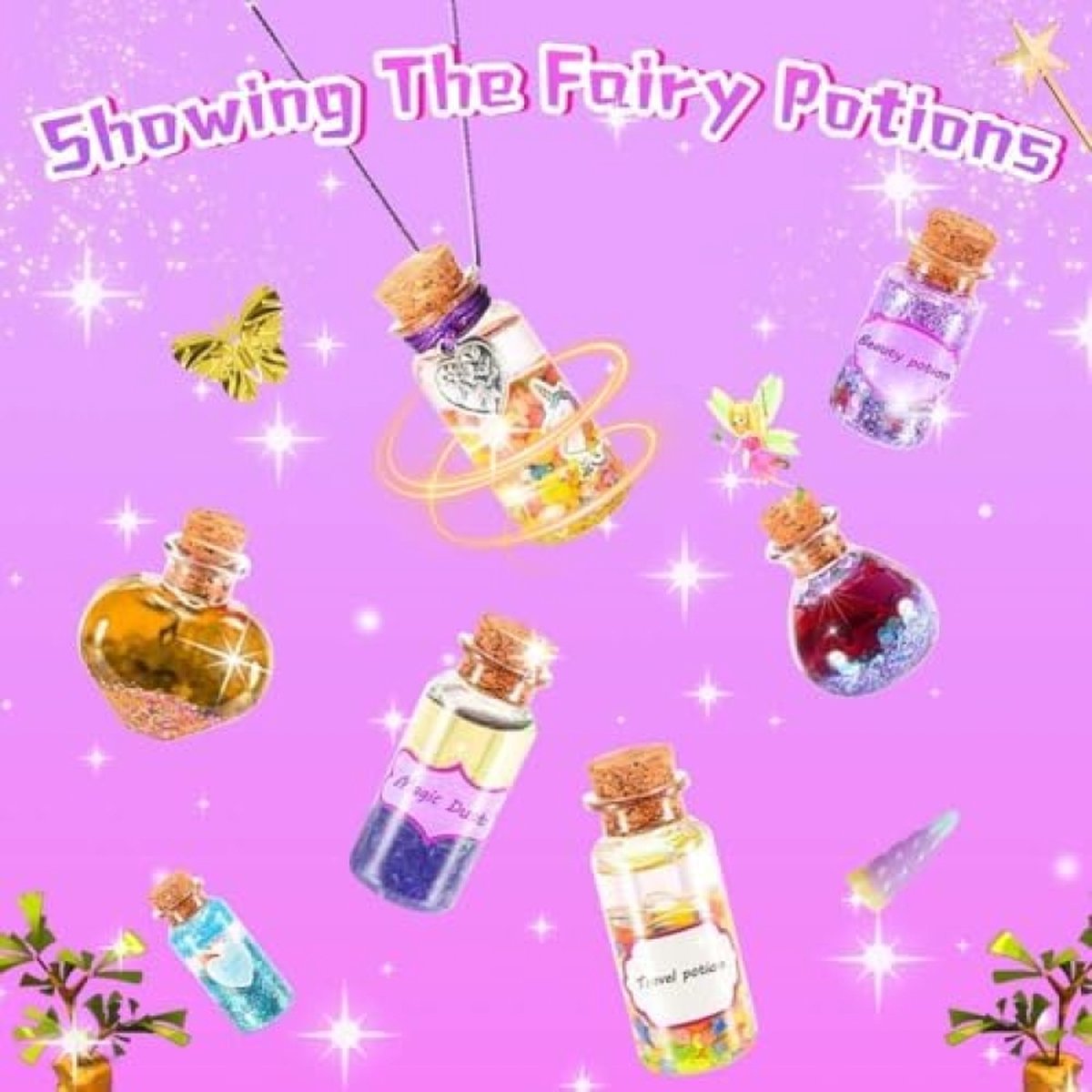 UCAMP Kit Potion Magique Enfant - 20 Fioles + Chaudron + Baguette - Expériences Féeriques 6-12 Ans