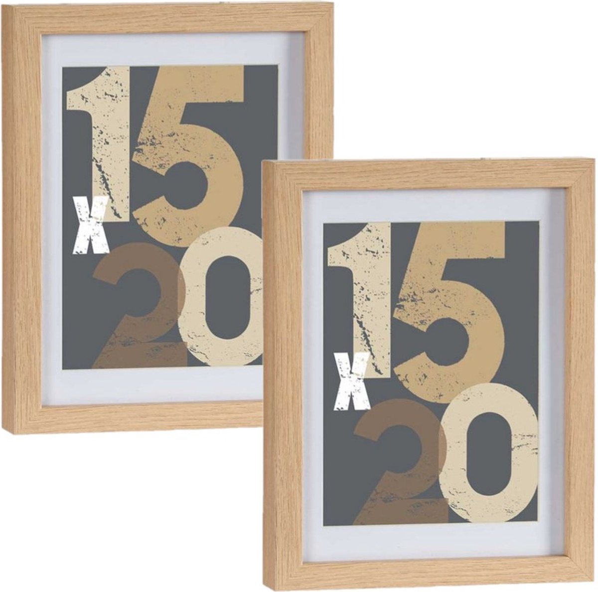 Arte r 2x stuks houten fotolijst - bruin - 18 x 24 cm - fotolijstje - met passe-partout - decoratie