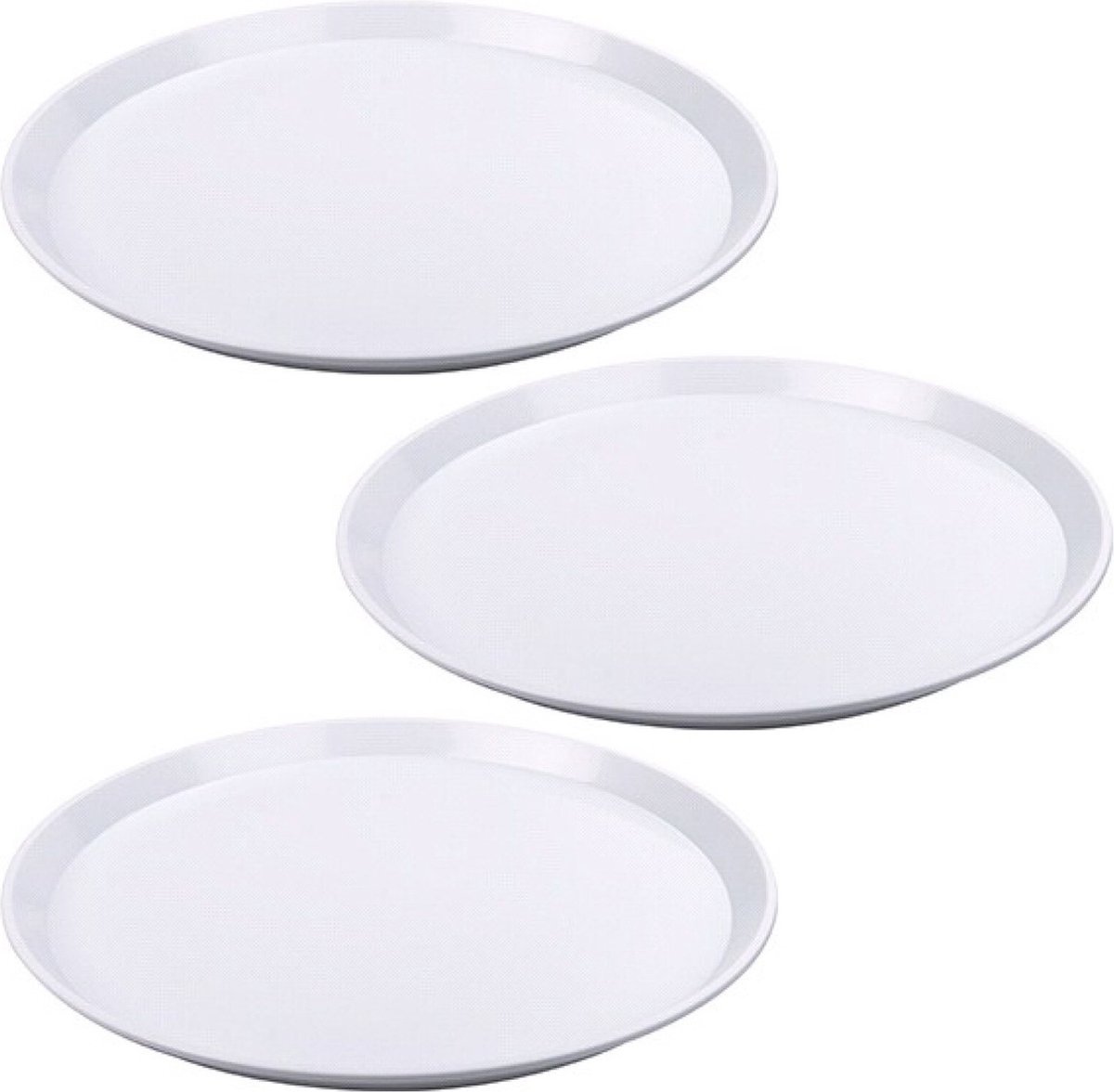 Dienblad - 6x stuks - wit - kunststof - D34x2 cm - rond - serveerblad - vaatwasserbestendig