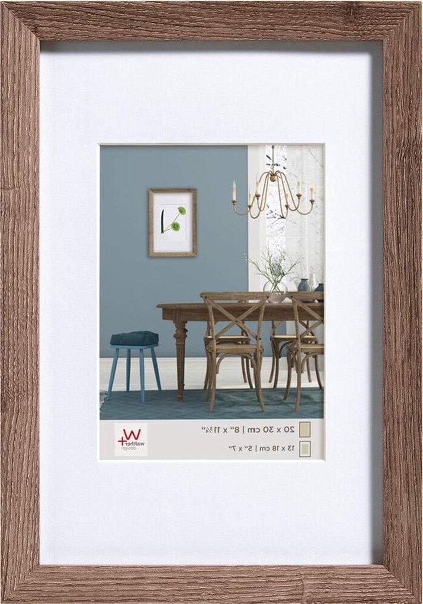 PolkaHome Walnoot 50 x 60 cm Fotolijst met Passe-partout en Fiorito Houten Lijst