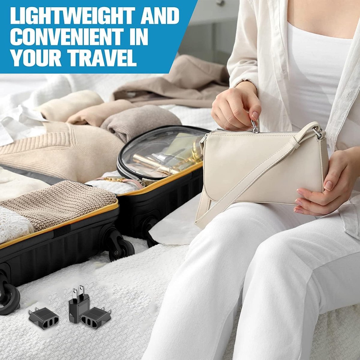 4 Pièces Adaptateur Prise USA De Voyage, France Vers US Adapter Adaptateur Usa Prise Allemagne Prise Europe Amerique Canada Mexique Italie Suisse 97359647