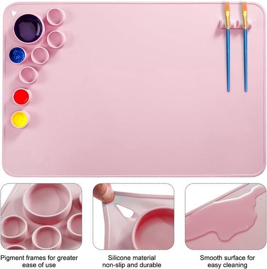 Foto: Siliconen schildermat 60 x 40 cm siliconen schildermat voor knutselen siliconen knutselmat kinderen met 8 kleuren scheidingsteken voor knutselen zandkunst schilderen hars handgemaakte sieraden