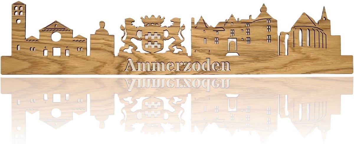 Skyline van Ammerzoden - Eikenhout - 150cm - Wanddecoratie van hout