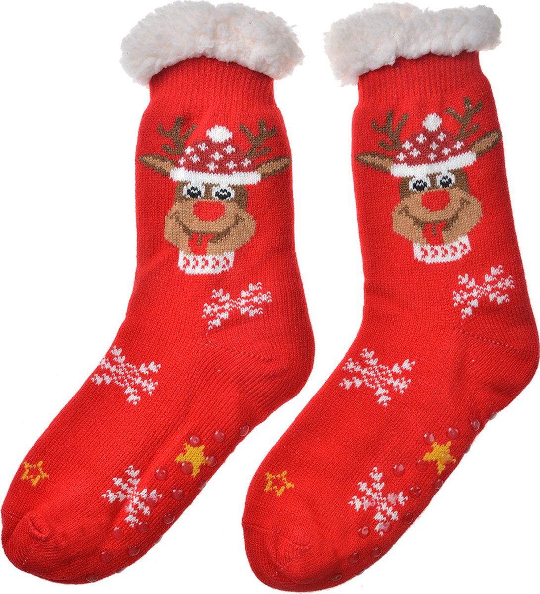 Clayre & Eef Kerstsokken one size Rood Synthetisch Rendier