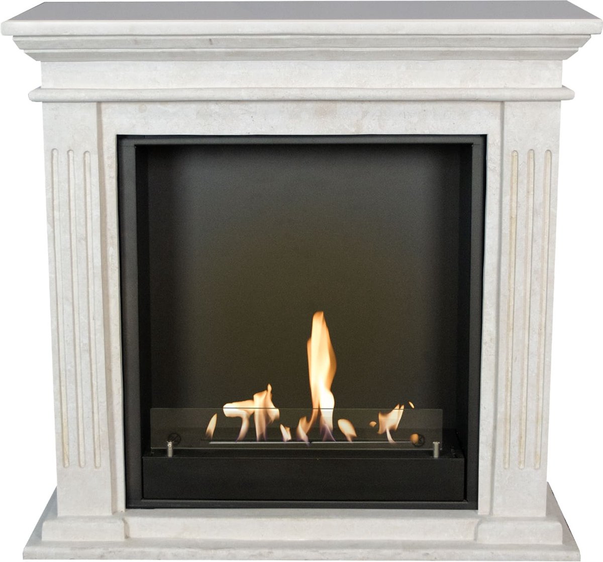 Xaralyn Bio-ethanol haard - Cadiz BIU-SWP - wit gepolijst natuursteen - 3 KW verwarming - haardombouw inclusief inbouwhaard - schouw