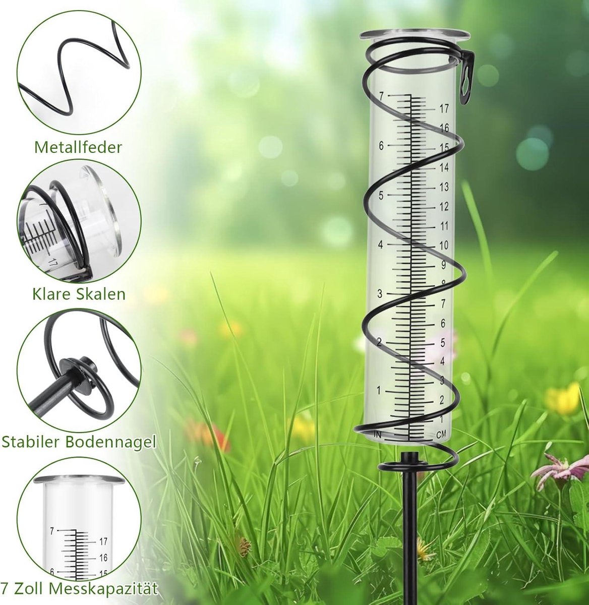 Pluviomètre Connecté Pluviometre Exterieur Jardin Pluviomètre De Jardin En Verre - 17cm - Avec Piquet Métallique - Résistant Au Gel Pluviometre Decoratif Pluviometre Jardin