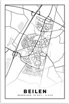 Affiche Carte - Beilen - Zwart - Wit - 60x90 cm