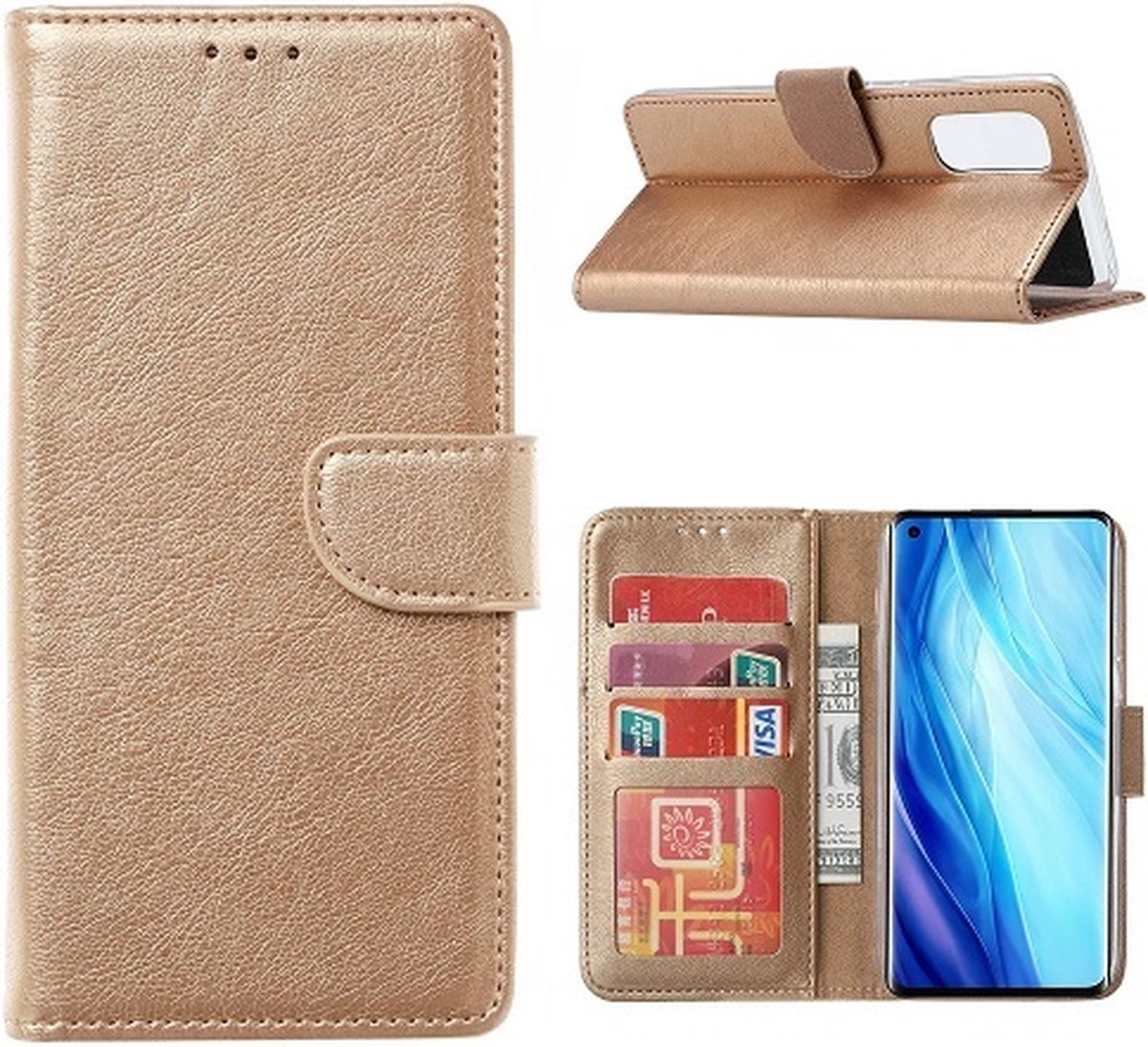 Oppo Reno 4 Pro 5G Hoesje Met Pasjeshouder Bookcase Rose Goud