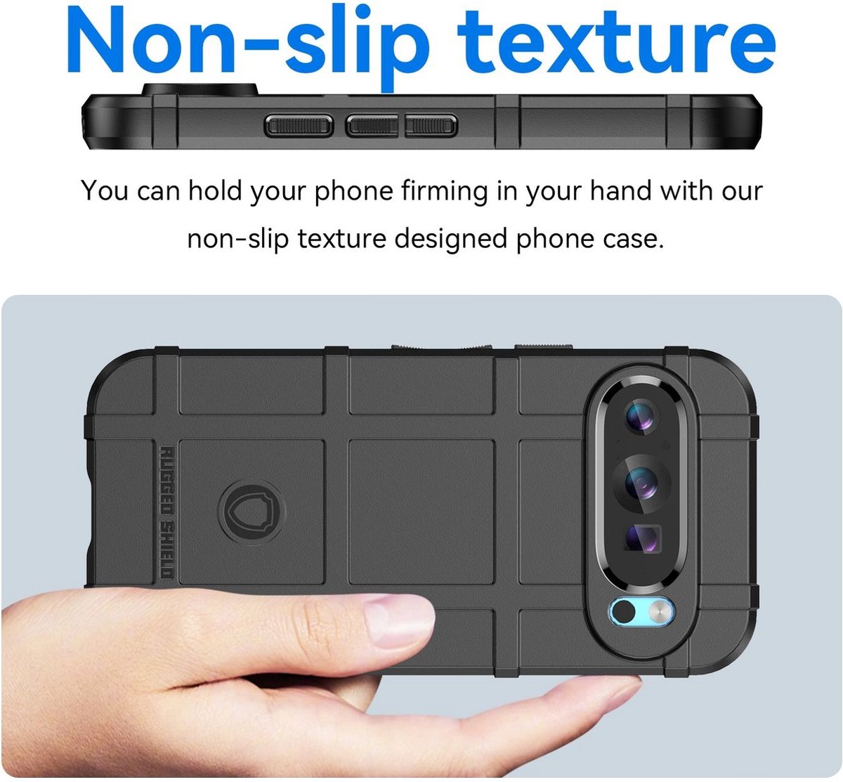 Mobigear Hoesje geschikt voor Google Pixel 9 Telefoonhoesje Flexibel TPU | Mobigear Rugged Shield Backcover Shockproof | Schokbestendig Pixel 9 Telefoonhoesje | Anti Shock Proof - Zwart