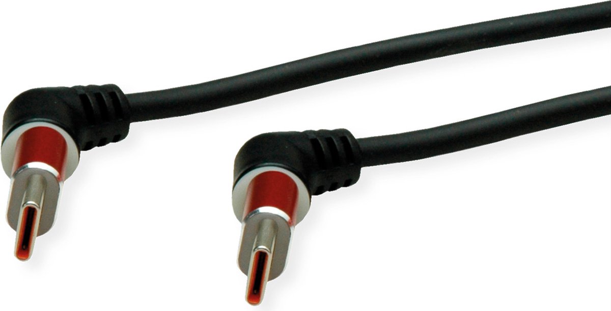 ROLINE 360° Rotatie USB 2.0 Kabel, Type C - Type C, M/M, 60W, rood / zwart, 1 m