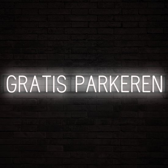 GRATIS PARKEREN - Lichtreclame Neon LED bord verlicht | SpellBrite | 134,75 x 16 cm | 6 Dimstanden & 8 Lichtanimaties | Reclamebord neon verlichting