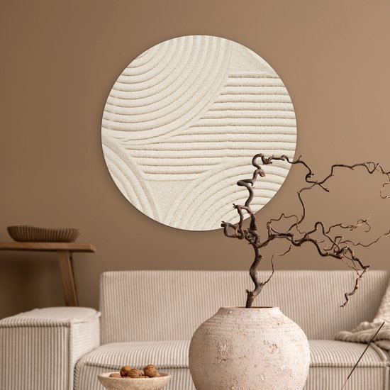 WallCircle - Wall Circle - Wall Circle Indoor - Motif - Abstrait - Wit - 60x60 cm - Décoration murale - Peintures Ronds