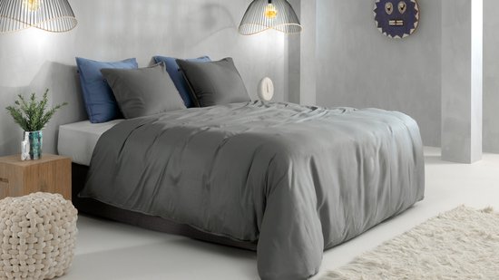 Zohome Dekbedovertrek Satinado - Effen Bedlinnen - 140x220 - Antraciet - Dekbedhoes van 100% Katoen-Satijn van Merkloos — afbeelding 5