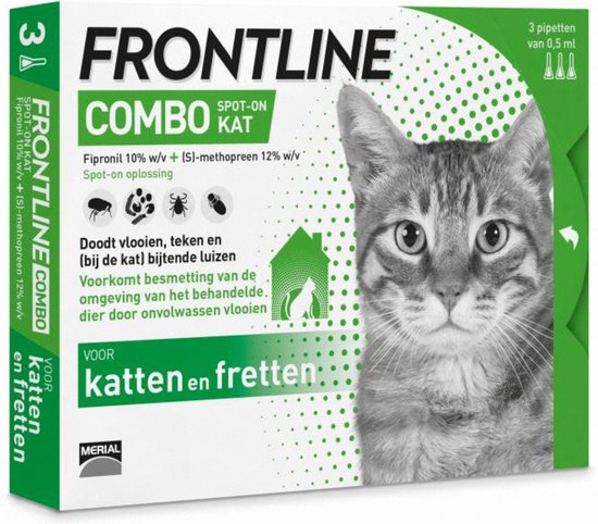 Foto: Frontline combo anti vlooienmiddel en tekenmiddel kat 3 pipetten